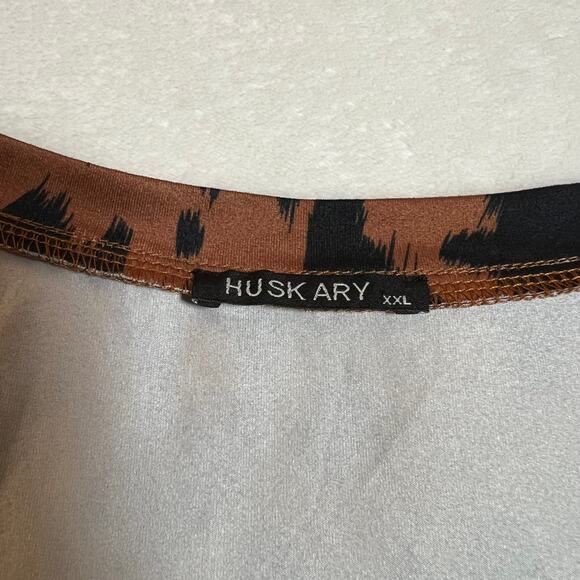 Huskary V-Neck Leopard Print Maxi T-Shirt Dress Size XXL Casual Lightweight - Picture 4 of 8